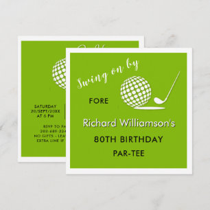 Invitación 80.ª fiesta de cumpleaños Tema masculino del golf