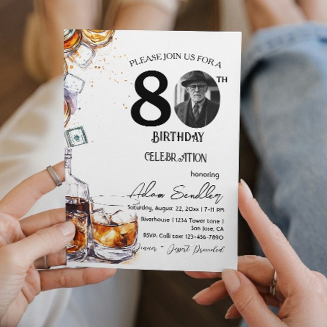 Invitación 80.ª fiesta de cumpleaños y whisky y bebidas (Subido por el creador)