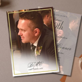 Invitación 80.ª foto de cumpleaños masculina marco de oro ele