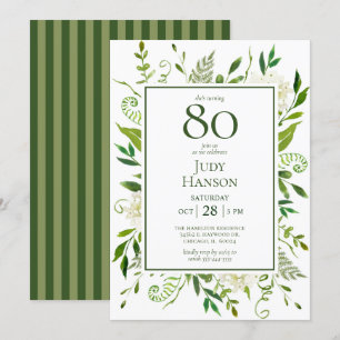 Invitación 80.ª Hidrangeas Blancas de Cumpleaños
