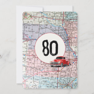 Invitación 80.º Camión Retro Rojo
