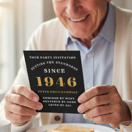 Invitación 80.º cumpleaños 1946 Oro negro personalizado para 