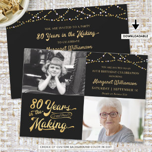Invitación 80.º cumpleaños 2 Fotos 80 AÑOS DE HECHO