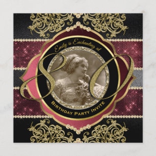 Invitación 80.º cumpleaños 80º marco fotográfico de gemas de 