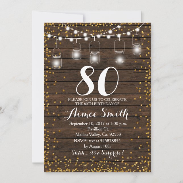 Invitación 80.º cumpleaños Boho Floral (Anverso)