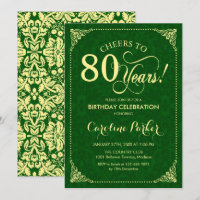 80.º cumpleaños - Damasco verde de oro