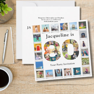 Invitación 80.º cumpleaños Diseñar tu propio Collage de fotos
