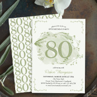 80.º cumpleaños Flor salvaje de Dainty verde númer