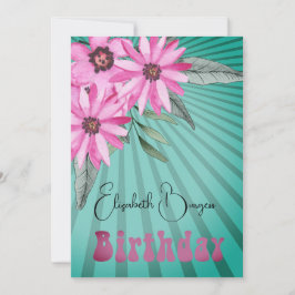 Invitación 80.º cumpleaños Floral Aroma de sol rosa moderno C