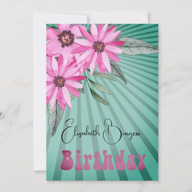 Invitación 80.º cumpleaños Floral Aroma de sol rosa moderno C (Anverso)