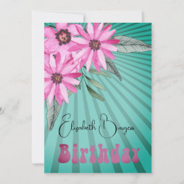 Invitación 80.º cumpleaños Floral Aroma de sol rosa moderno C