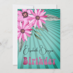 Invitación 80.º cumpleaños Floral Aroma de sol rosa moderno C