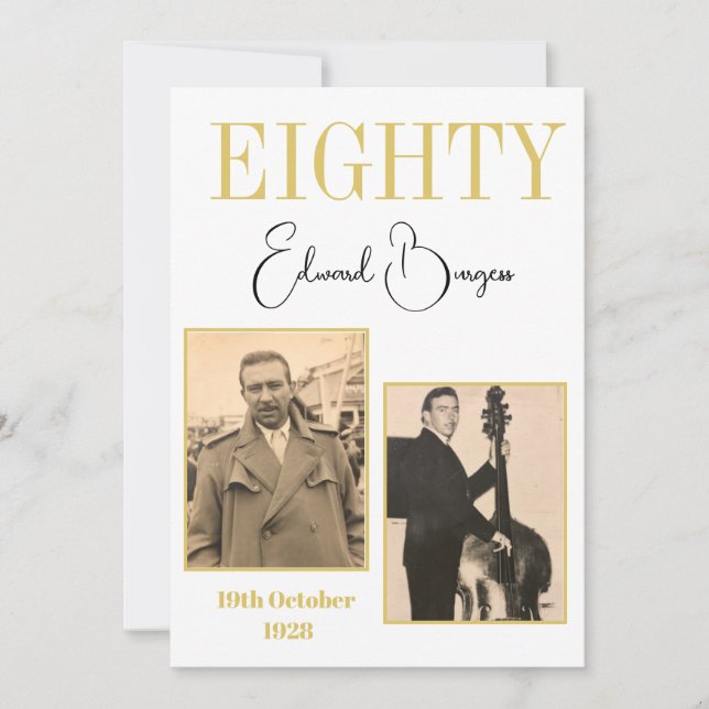 Invitación 80.º cumpleaños Foto Hombre Cumpleaños Moderno (Anverso)