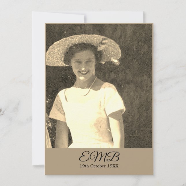 Invitación 80.º cumpleaños foto monograma elegante cumpleaños (Reverso)