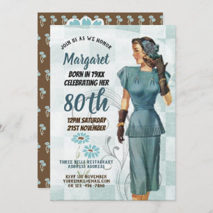 Invitación 80.º cumpleaños invita al retro vintage Art Deco 3