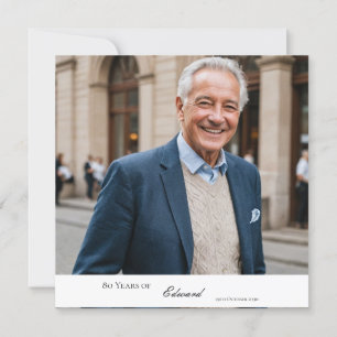 Invitación 80.º cumpleaños masculino elegante foto elegante
