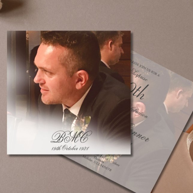 Invitación 80.º cumpleaños masculino simple elegante foto (Subido por el creador)