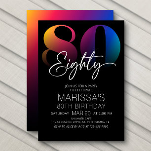 Invitación 80.º cumpleaños moderno