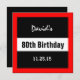 Invitación 80.º cumpleaños negro con Personalizado de marco r (Anverso / Reverso)