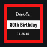 Invitación 80.º cumpleaños negro con Personalizado de marco r<br><div class="desc">80 Aniversario Negro con Personalizado A01E del marco rojo. Es hora del cumpleaños... ¡CELEBRAMOS! Este diseño geométrico clásico y elegante con lugares para personalizar con un nombre, y año de cumpleaños, y fecha de evento es una forma divertida de empezar el fiesta! Todo el texto es totalmente personalizable, por lo...</div>