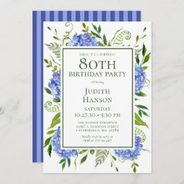 Invitación 80.º Fiesta de sorpresa de Hydrangeas Azules