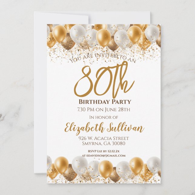 Invitación 80.º Globo de Oro de la Fiesta de Cumpleaños (Anverso)