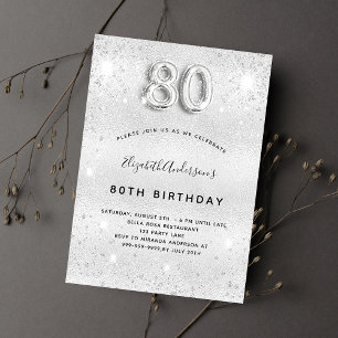Invitación 80.º purpurina silvestre de cumpleaños despierta g