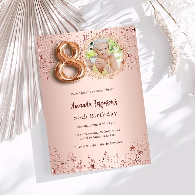 Invitación 80.º rosa de cumpleaños (Subido por el creador)