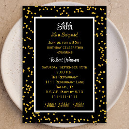 Invitación 80.º Shhh es una sorpresa Cumpleaños Confetti