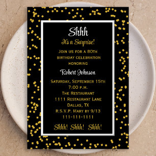 Invitación 80.º Shhh es una sorpresa Cumpleaños Confetti