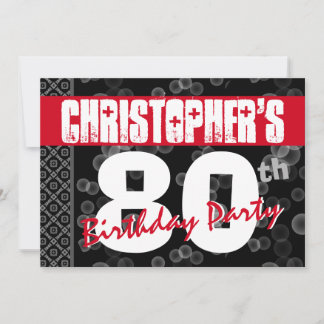 Invitación 80.º Texto Grunge De Cumpleaños Para Él A01