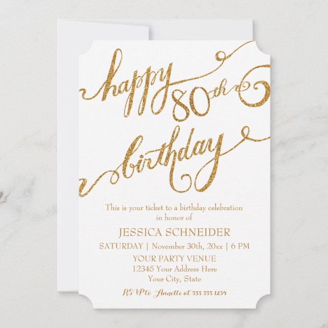 Invitación 80°, 80° aniversario de fiesta (Anverso)