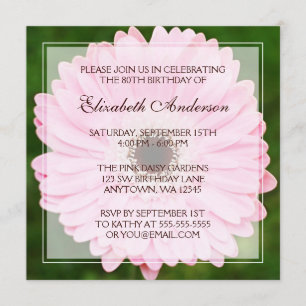 Invitación 80.a fiesta de cumpleaños de la margarita rosada