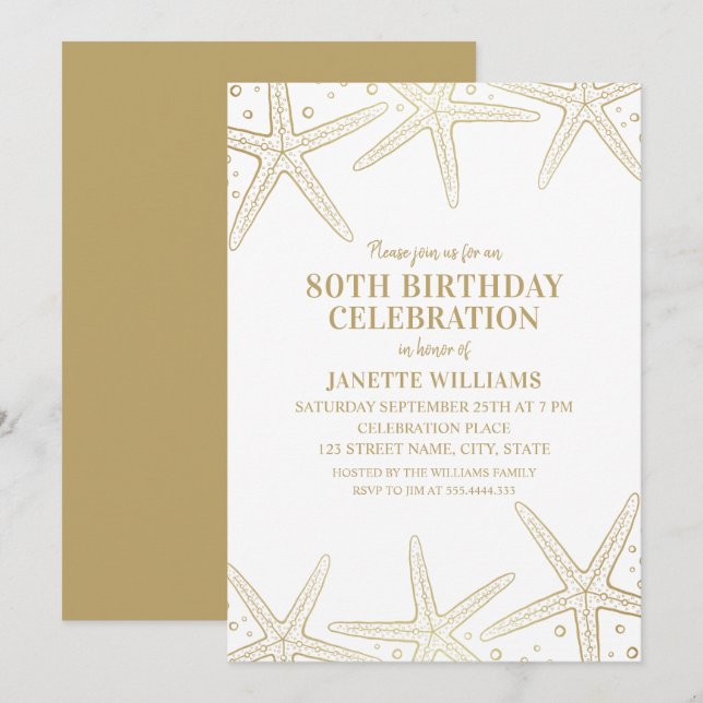 Invitación 80.a fiesta de cumpleaños de las estrellas de mar (Anverso / Reverso)
