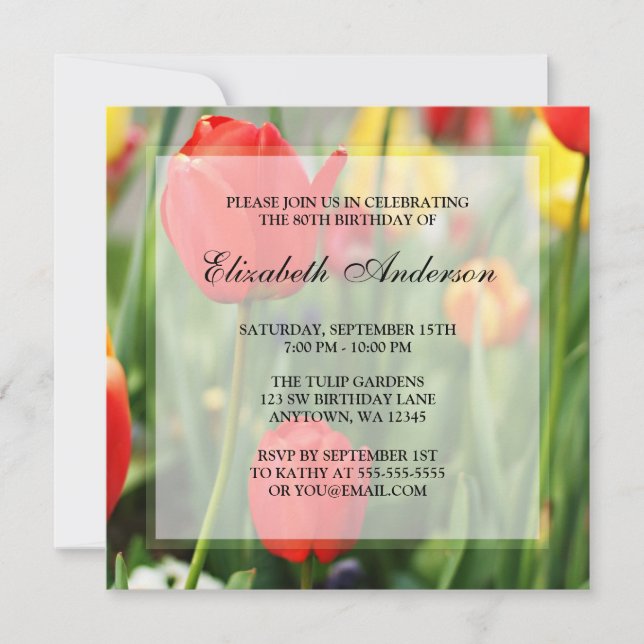 Invitación 80.a fiesta de cumpleaños de los tulipanes (Anverso)