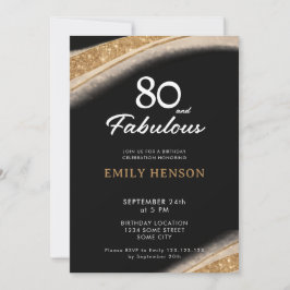 Invitación 80 and Fabulous Black Gold Birthday