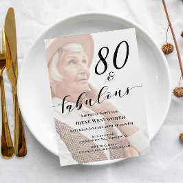 Invitación 80 and Fabulous Eightieth Birthday Photo Overlay