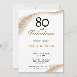 Invitación 80 and Fabulous Gold 80th Birthday Invitation