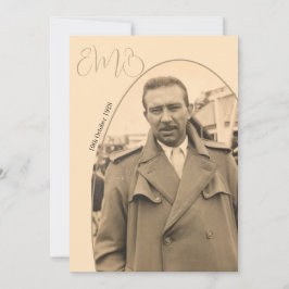 Invitación 80 Aniversario Monograma Masculino Foto Elegante C