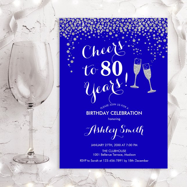 Invitación 80 Aniversario - Saludos Al Azul Real De 80 Años (Subido por el creador)