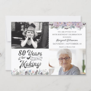 Invitación 80 años o cualquier año de floración de cumpleaños