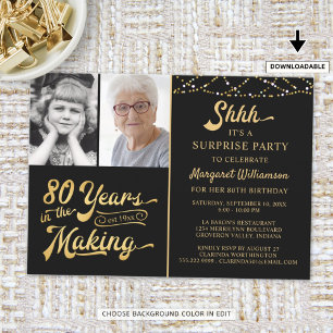 Invitación 80 AÑOS Sorpresivos de cumpleaños en la foto de MA