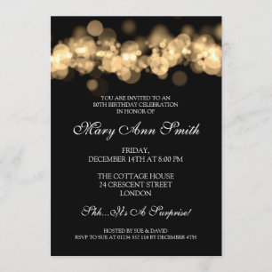 Invitación 80.as luces elegantes de Bokeh del oro de la