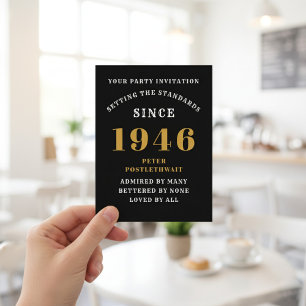 Invitación 80 cumpleaños 1946 Oro Negro