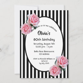 Invitación 80 cumpleaños fiesta de rosas rosas rosas negras r