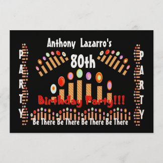 Invitación 80° cumpleaños - Velas de oro