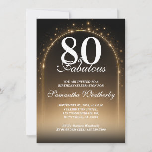 Invitación 80 & Fabuloso Arco de Cumpleaños con Estrella Bril