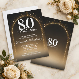 Invitación 80 & Fabuloso Arco de Cumpleaños con Estrella Bril