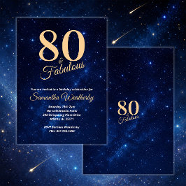 Invitación 80 & Fabuloso Cumpleaños Cielo Nocturno Dorado