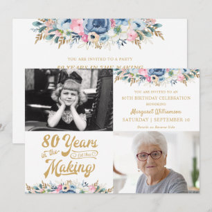 Invitación 80 o cualquier cumpleaños AÑOS EN HACERSE Floral